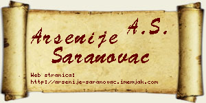 Arsenije Saranovac vizit kartica